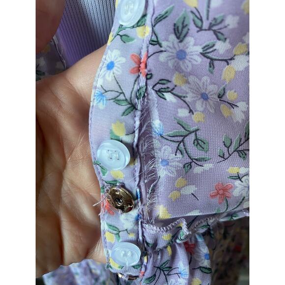 Ivy City Co Lydia in Purple Floral Flowy Whimsical Tiered A-Line Chiffon Dress - Picture 10 of 14